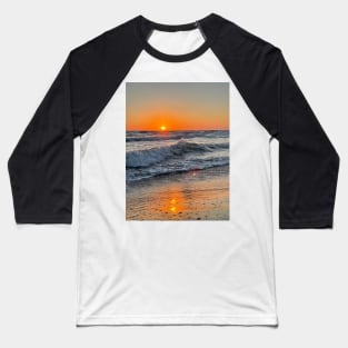 Photo of a sunset on the beach waves in the Mediterranean ocean of Tuscany Baseball T-Shirt